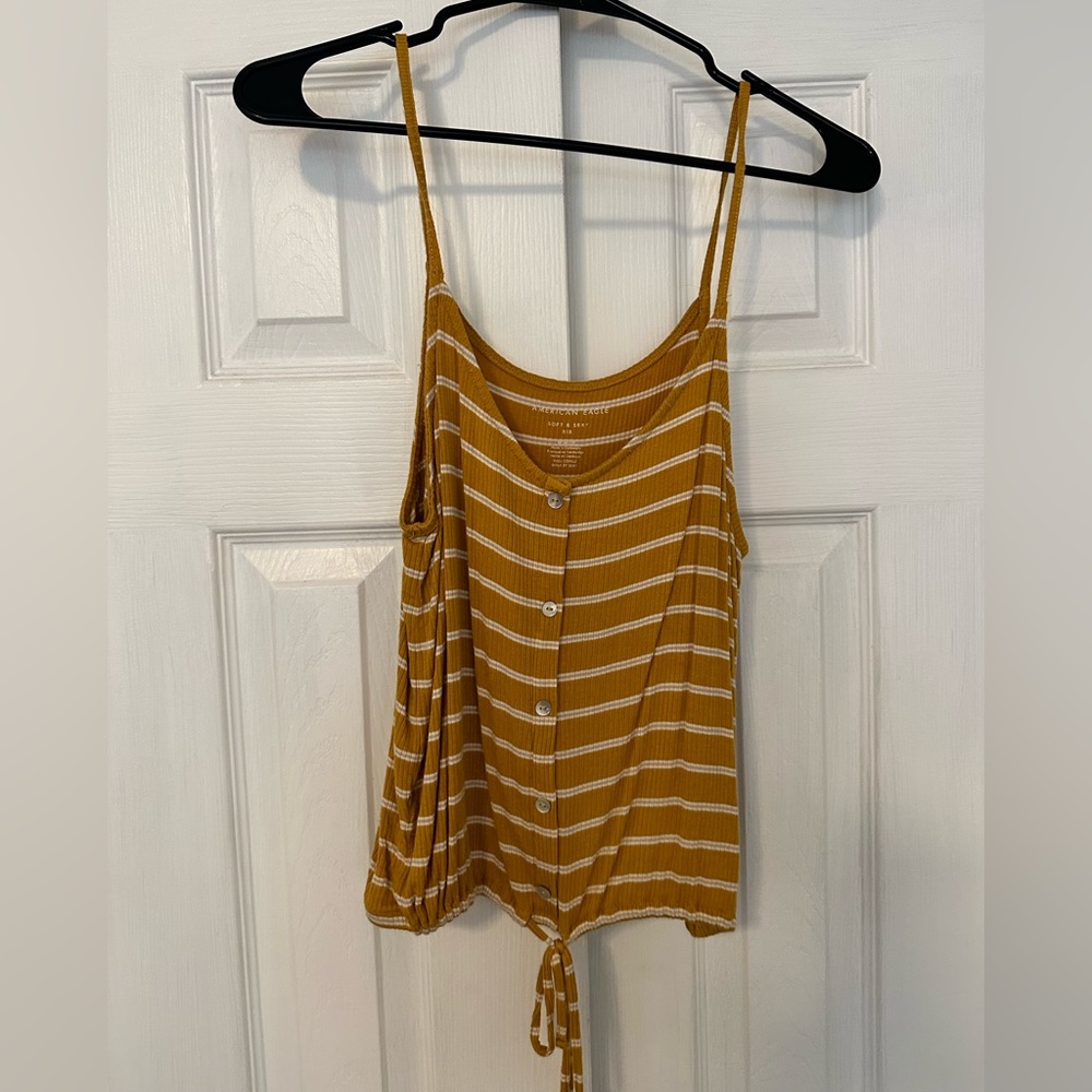 American Eagle Yellow Striped Tank Top